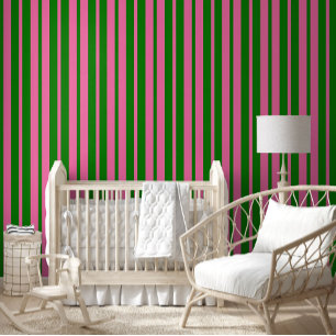 Rosa grüne stilvolle Streifenmuster-Design Tapete