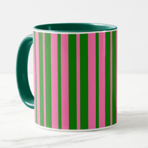 Rosa grüne stilvolle Streifenmuster-Design Tasse