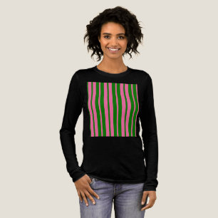 Rosa grüne stilvolle Streifenmuster-Design Tri-Blend Shirt
