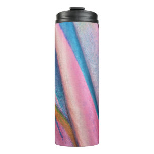 Rosa grüne Textilien Thermosbecher