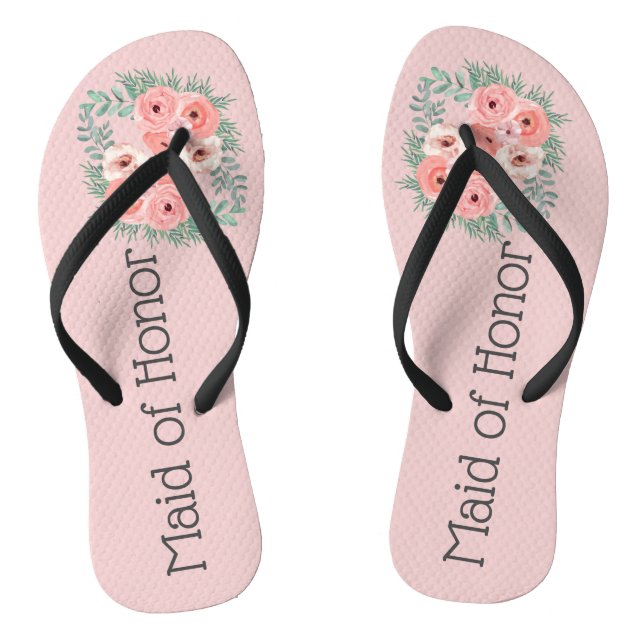 Rosa grüne Trauzeugin florale Flip Flops (Fußbett)
