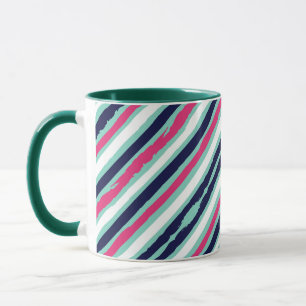 Rosa grüne und blaue Farbstreifen Tasse