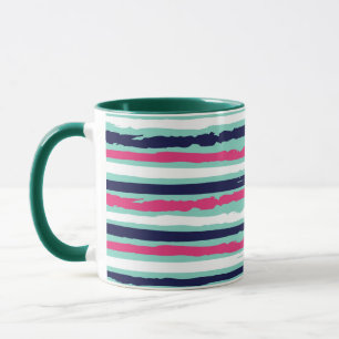Rosa grüne und blaue Farbstreifen Tasse
