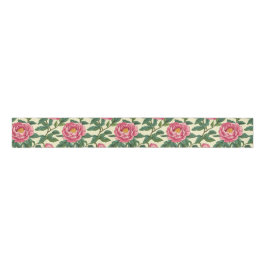 Rosa, grüne und gelbe Chinoiserie Blumen Ripsband