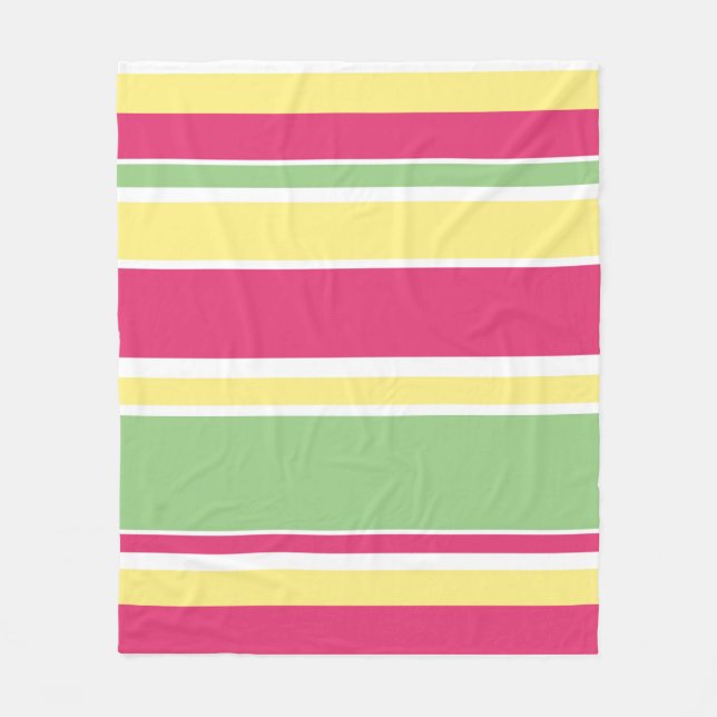 Rosa, grüne und gelbe Streifen Fleecedecke (Vorderseite)