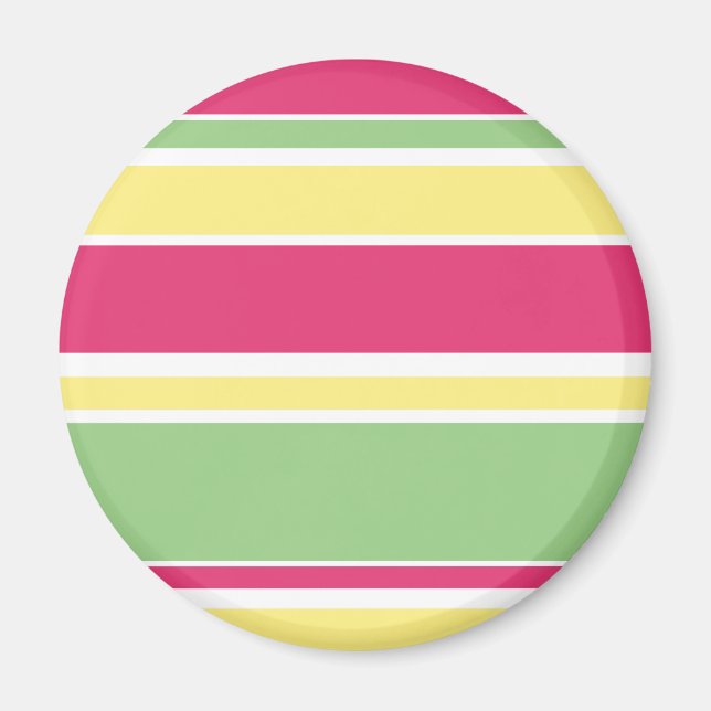 Rosa, grüne und gelbe Streifen Magnet (Vorne)