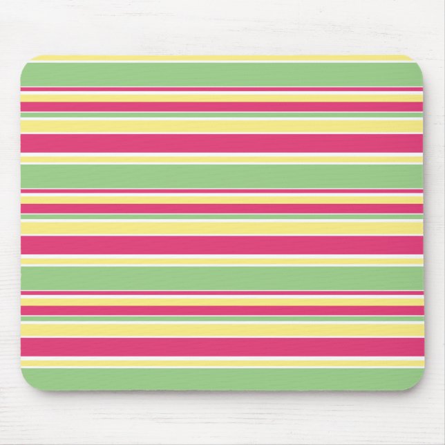 Rosa, grüne und gelbe Streifen Mousepad (Vorne)