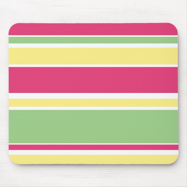 Rosa, grüne und gelbe Streifen Mousepad (Vorne)