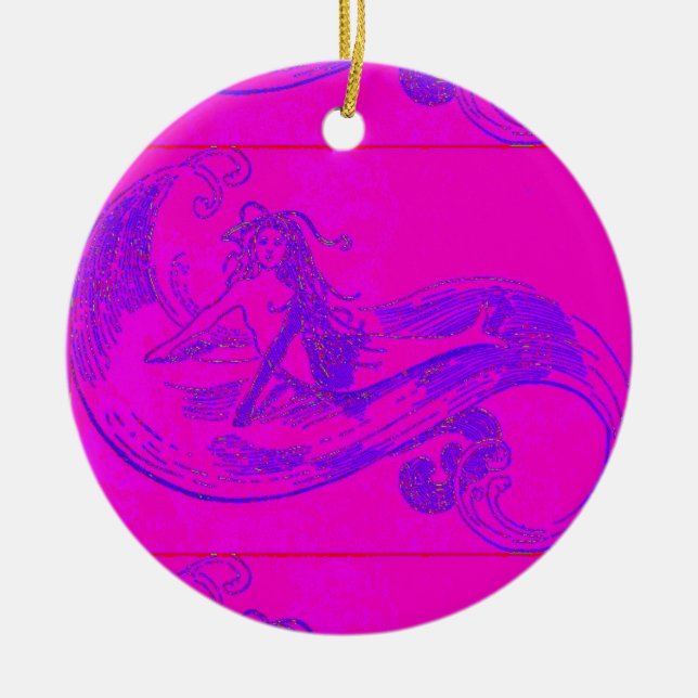 Rosa/grüne Wachsfiguren Keramikornament (Vorne)