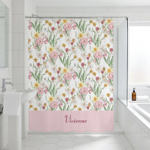 Rosa grüne Wasserfarbe Wildblumen-Monogramm