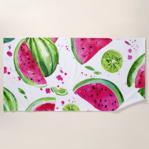 Rosa grüne Wassermelone Süße tropische Früchte Strandtuch