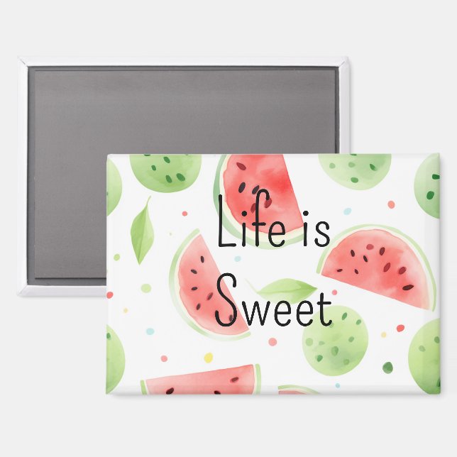 Rosa grüne Wassermelonenfrucht Magnet (Vorderseite/Rückseite)