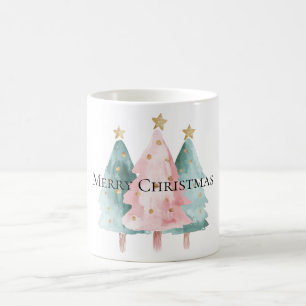 Rosa Grüne Weihnachtsbaumen Gold Stars Kaffeetasse