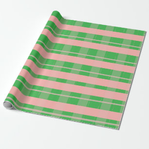 Rosa-grüne Weihnachtskaros  Geschenkpapier