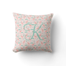 Rosa grüner Flamingo-Monogramm tropische Vögel