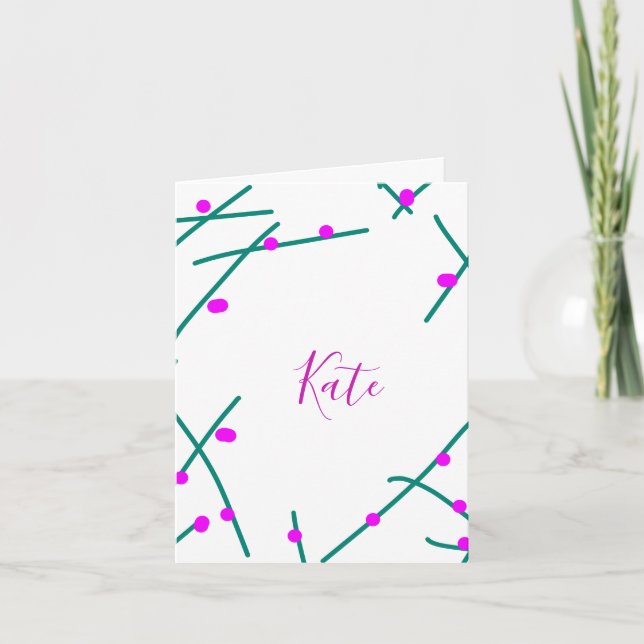 Rosa grüner Kirschbaum Name Boho Retro Rustikal Fe Karte (Vorderseite)