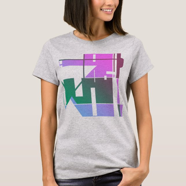 Rosa grüner Lavendel Geometrische Tribal Art Abstr T-Shirt (Vorderseite)