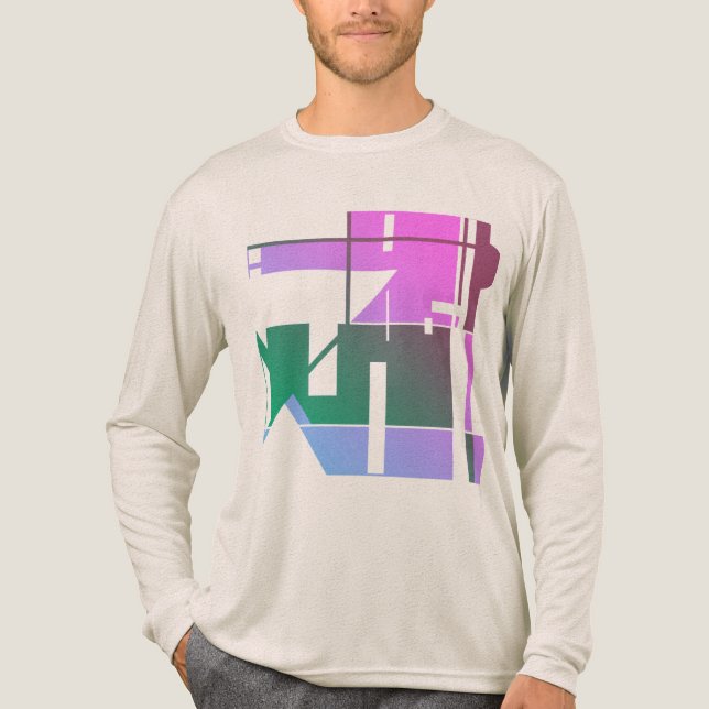 Rosa grüner Lavendel Geometrische Tribal Art Abstr Tri-Blend Shirt (Vorderseite)