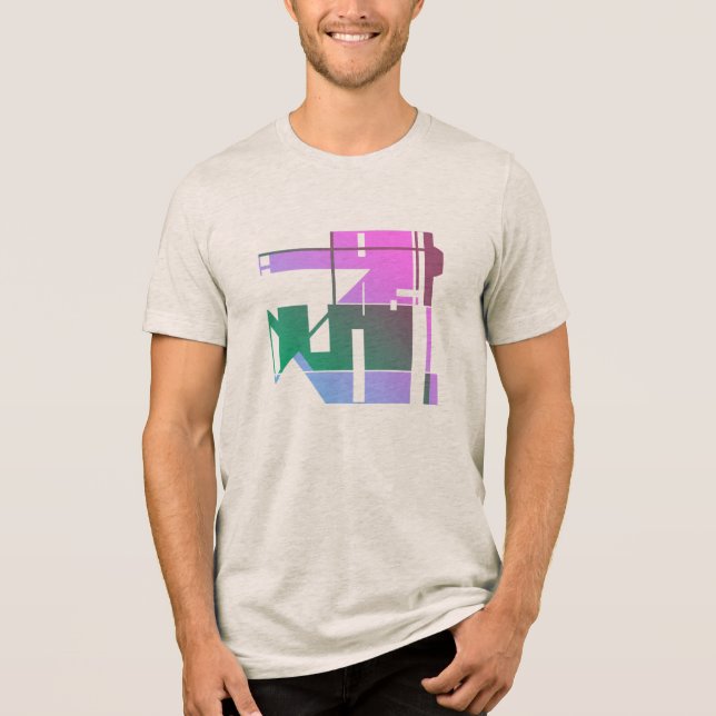 Rosa grüner Lavendel Geometrische Tribal Art, Klei Tri-Blend Shirt (Vorderseite)