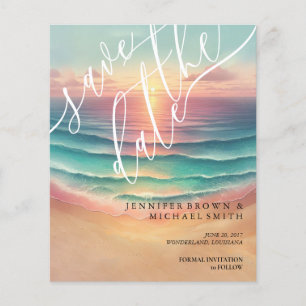 Rosa grüner Ozean Strand Wasserfarbe Sommer Sonne Flyer