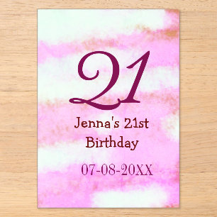Rosa grüner Pastell 21. Geburtstag einfacher Name Acryleinladungen