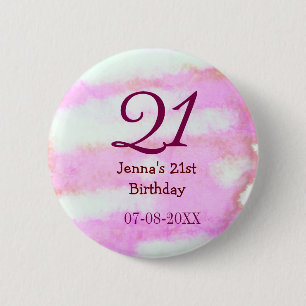 Rosa grüner Pastell 21. Geburtstag einfacher Name Button