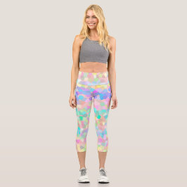 Rosa grüner Pastellmosaik Capri Leggings