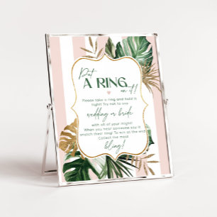 Rosa grüner tropischer Chic sagt nicht Brautspiel Poster