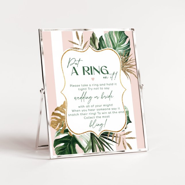 Rosa grüner tropischer Chic sagt nicht Brautspiel Poster (Von Creator hochgeladen)