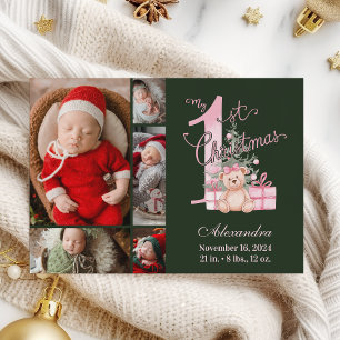 Rosa grünes Baby erstes Weihnachten 5 Foto