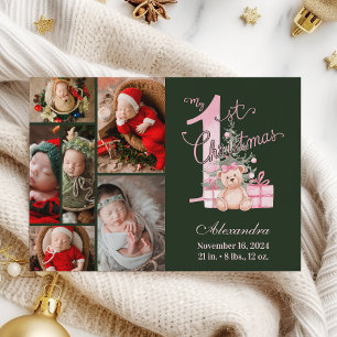 Rosa grünes Baby erstes Weihnachten 6 Foto  