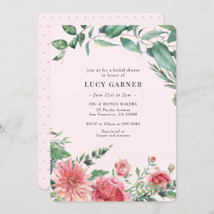 Rosa Grünes Brautparty Einladung