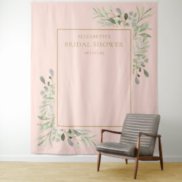 Rosa grünes Brautparty Foto Hintergrund Wandteppich