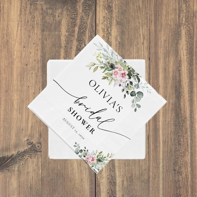 Rosa Grünes Brautparty Napkins Serviette (Von Creator hochgeladen)