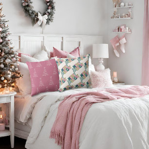 Rosa grünes Gold Merry & Bright Schneeflocken & Bä Kissen