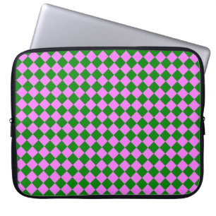 Rosa grünes Schachbrett Diamantmuster Laptopschutzhülle