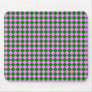 Rosa grünes Schachbrett Diamantmuster Mousepad