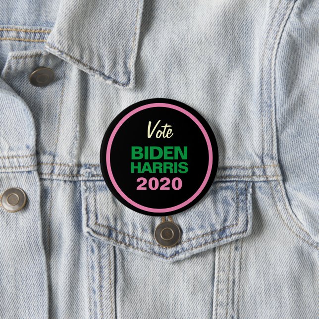 Rosa grünes schwarzes BIDEN HARRIS 2020 Retro Rund Button (Beispiel)