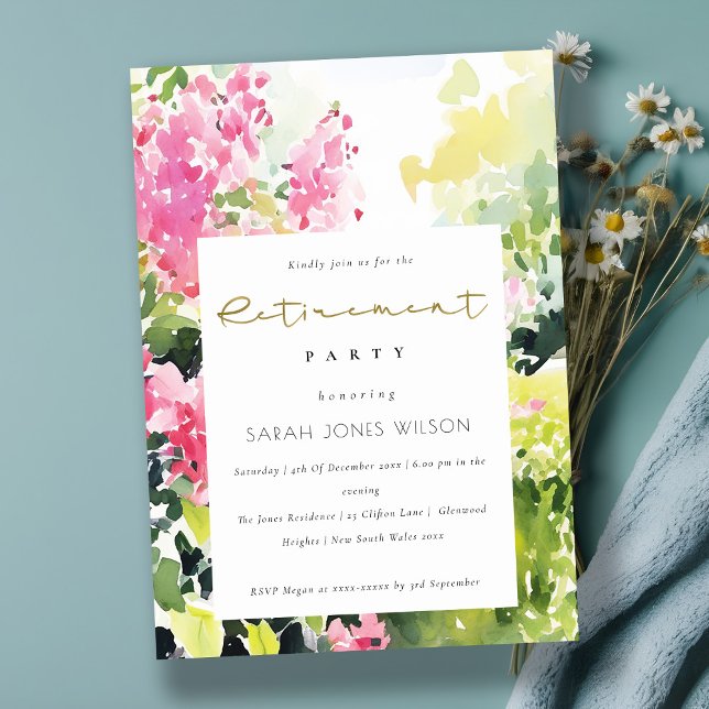 Rosa grünes tropisches Bougainvillea-Party Einladung (Von Creator hochgeladen)