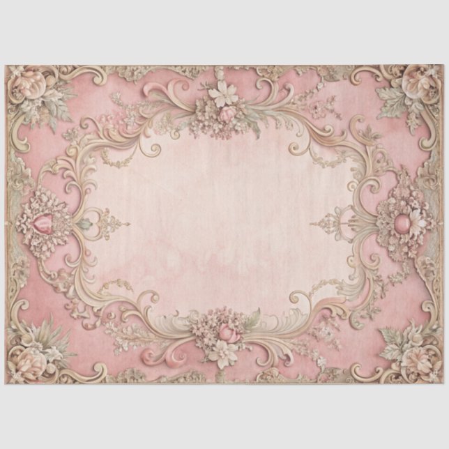 Rosa Grunge Antik-Rahmen Decoupage Seidenpapier (Vorderseite)