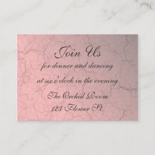 Rosa Grunge Damask Empfang Cards Begleitkarte