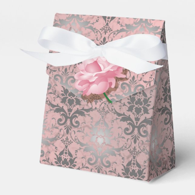 Rosa Grunge Damask Geschenkschachtel (Vorderseite)