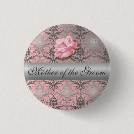 Rosa Grunge Damask Mutter des Groom Button