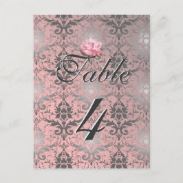 Rosa Grunge Damask Table Card Postkarte