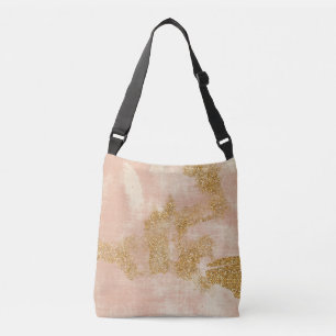 *~* Rosa Grunge Gold Glitter abgenutzt Golden Tragetaschen Mit Langen Trägern