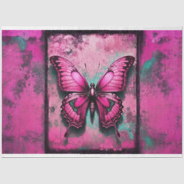 Rosa Grunge Gothic Butterfly Dekoupage Paper Seidenpapier