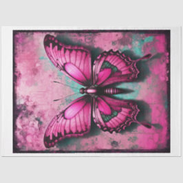 Rosa Grunge Gothic Butterfly Dekoupage Paper Seidenpapier