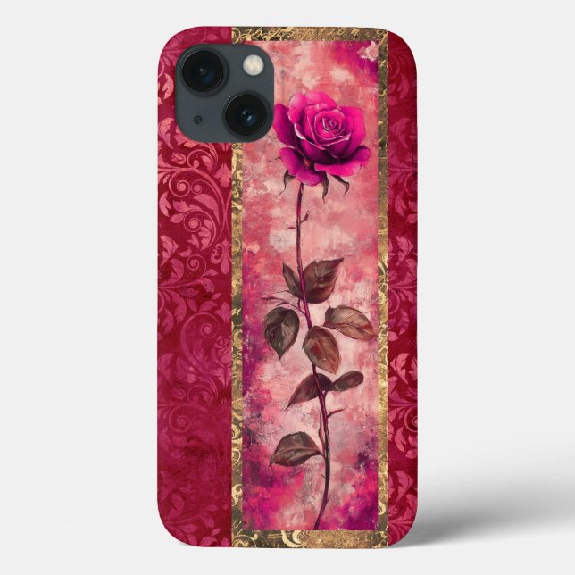 Rosa Grunge Rose Case-Mate iPhone Hülle (Rückseite)