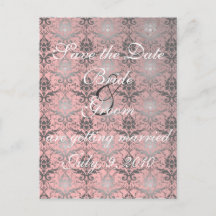 Rosa Grunge Save the Date Postkarte