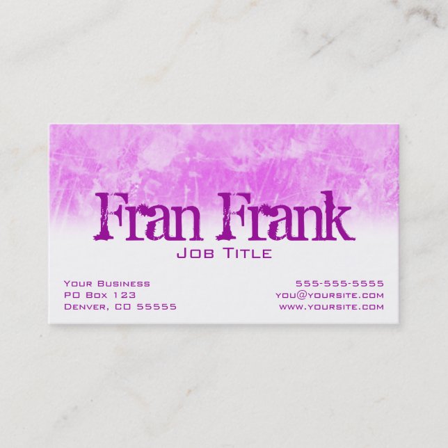 Rosa Grunge Visitenkarte (Vorderseite)